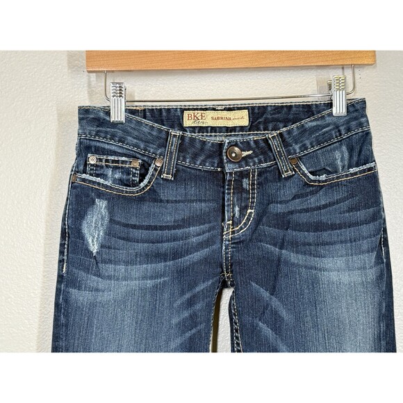 BKE Sabrina Stretch Bootcut Jeans Size 26R X 31.5 Western Grunge Denim Stitching - Picture 3 of 14